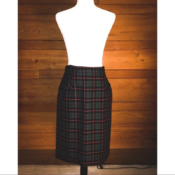 Vintage Plaid Pencil Skirt Size 10 Small Dark Academia Aesthetic - Picture 3 of 7